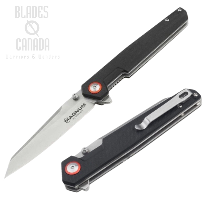 Boker Magnum Brachyptera Flipper Folding Knife, 440A, G10 Black, 01SC076